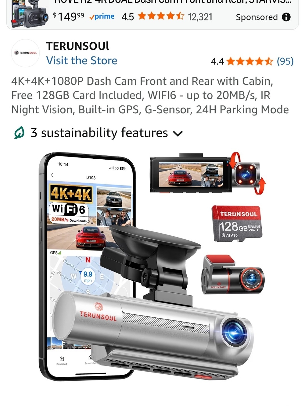 4K Dual Dash Cam Front and Rear – Silver